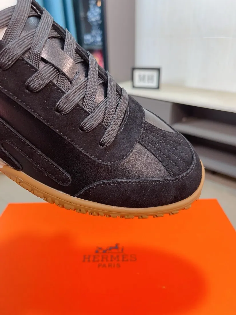 Men's shoes 💰480🌸🌸[HERMES] Hermès sneakers, the upper is made of calfskin and suede, imported materials, full of texture, the lightweight sole is decorated with contrasting patterns, creating a versatile fashion style. Size: 38-44, 45 customized